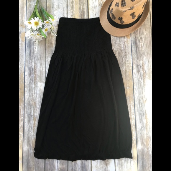 Black Strapless Midi Dress - Picture 2 of 3